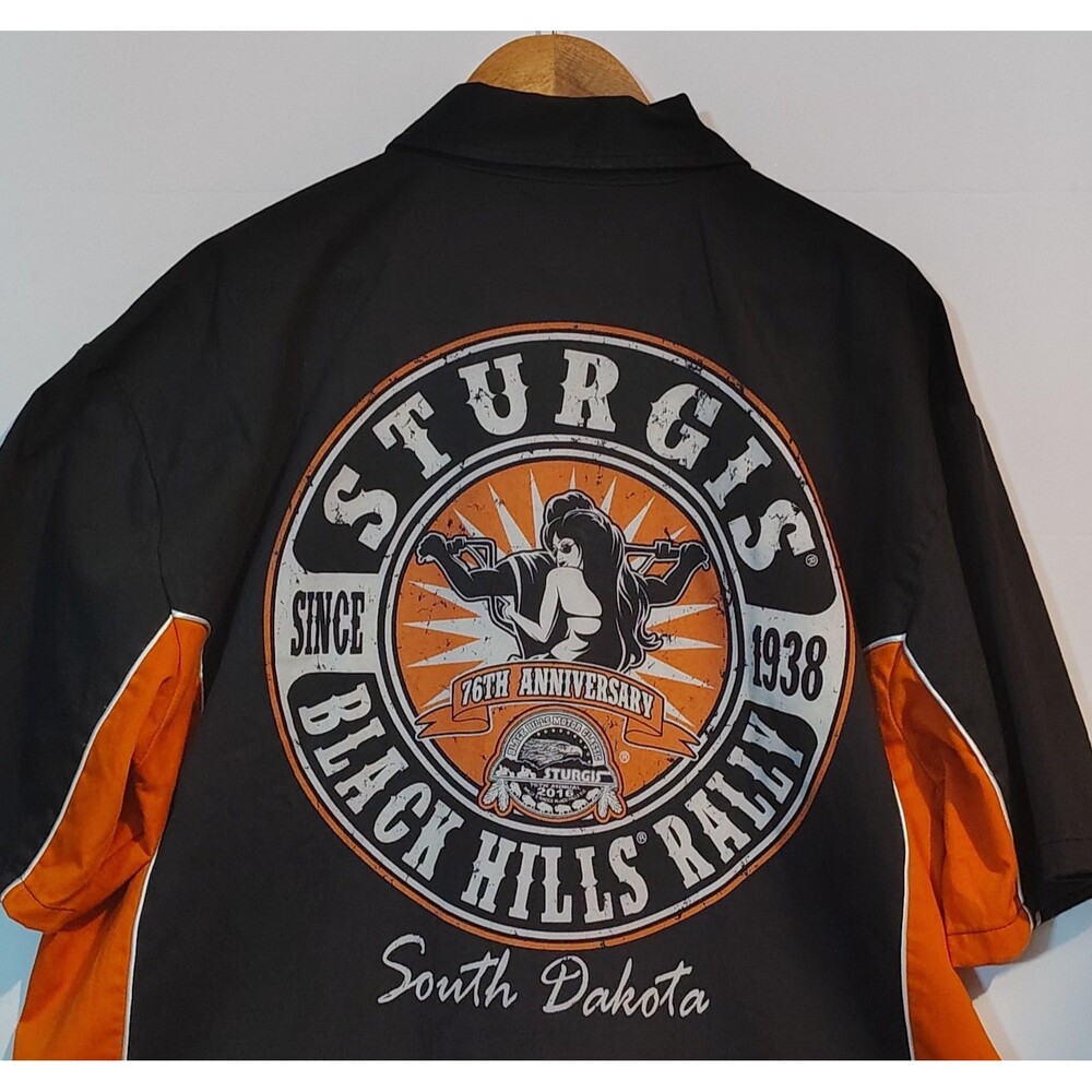 Sturgis Black Hills Biker Rally 2016 Button Down Shirt Mens 2XL  Club Shirt.